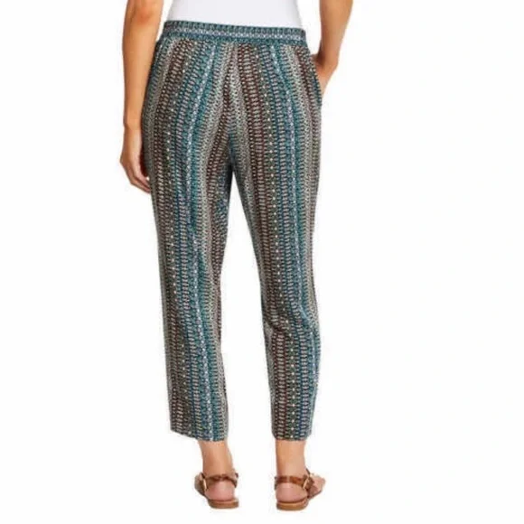 Jessica Simpson Boho Harem Cabana Pants Womens Medium Baggy Relaxed Teal Brown - Picture 6 of 13